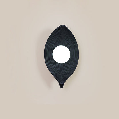 Traditional Japanese Resin Rotomolding Leaf-Shaped 1-Light Wall Sconce Lamp For Bedroom Or Hallway