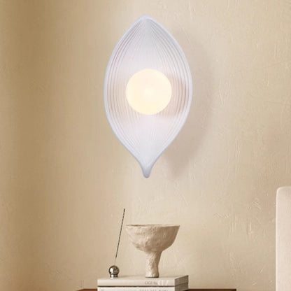 Traditional Japanese Resin Rotomolding Leaf-Shaped 1-Light Wall Sconce Lamp For Bedroom Or Hallway