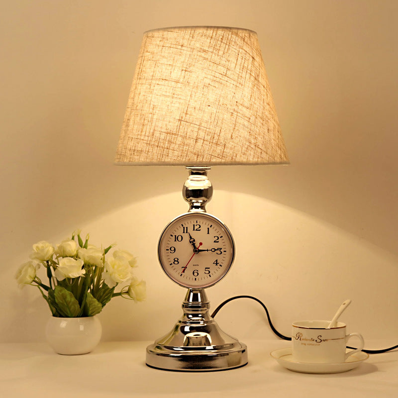 Traditional European Iron Fabric Truncated Cone 1-Light Table Lamp For Bedside Or Study
