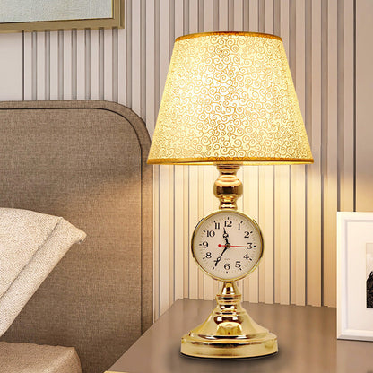 Traditional European Iron Fabric Truncated Cone 1-Light Table Lamp For Bedside Or Study