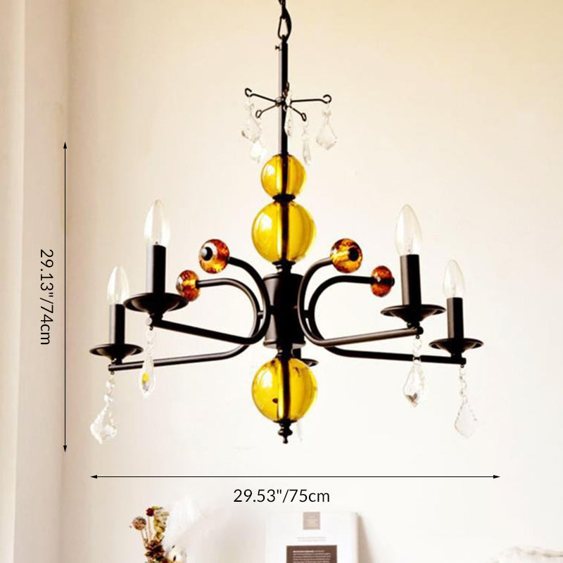 Traditional French Iron Glass Candlestick-Shaped 5/6/8-Light Chandelier For Living Room Or Bedroom
