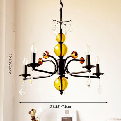 Traditional French Iron Glass Candlestick-Shaped 5/6/8-Light Chandelier For Living Room Or Bedroom
