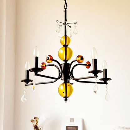 Traditional French Iron Glass Candlestick-Shaped 5/6/8-Light Chandelier For Living Room Or Bedroom