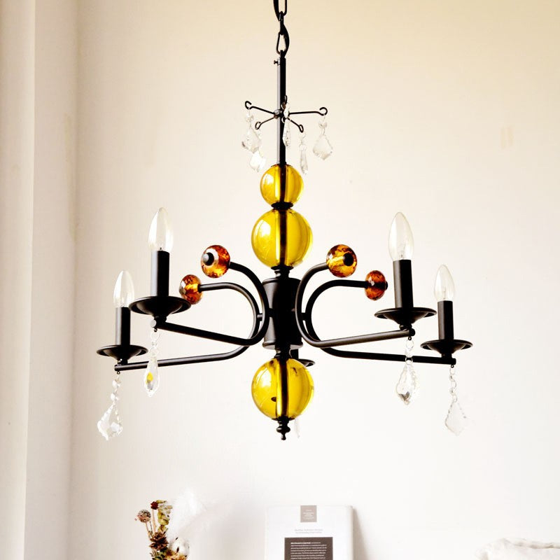 Traditional French Iron Glass Candlestick-Shaped 5/6/8-Light Chandelier For Living Room Or Bedroom