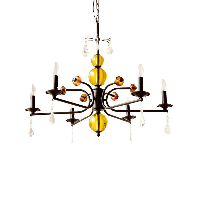 Traditional French Iron Glass Candlestick-Shaped 5/6/8-Light Chandelier For Living Room Or Bedroom