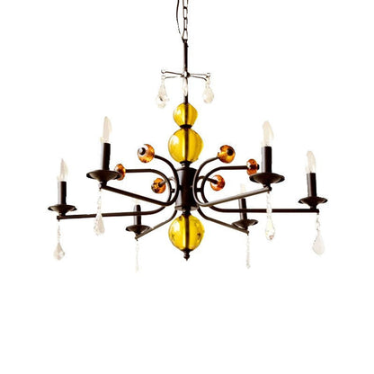 Traditional French Iron Glass Candlestick-Shaped 5/6/8-Light Chandelier For Living Room Or Bedroom