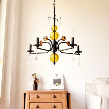 Traditional French Iron Glass Candlestick-Shaped 5/6/8-Light Chandelier For Living Room Or Bedroom