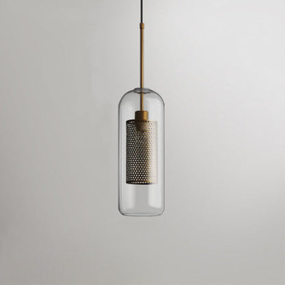 Contemporary Scandinavian Round Long Convex Ball Glass Iron 1-Light Pendant Light For Bedroom