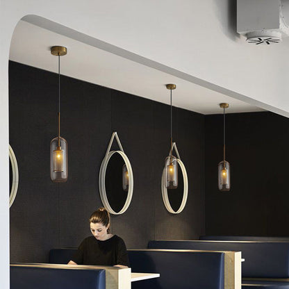 Contemporary Scandinavian Round Long Convex Ball Glass Iron 1-Light Pendant Light For Bedroom