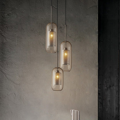 Contemporary Scandinavian Round Long Convex Ball Glass Iron 1-Light Pendant Light For Bedroom