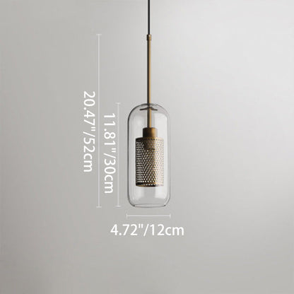 Contemporary Scandinavian Round Long Convex Ball Glass Iron 1-Light Pendant Light For Bedroom