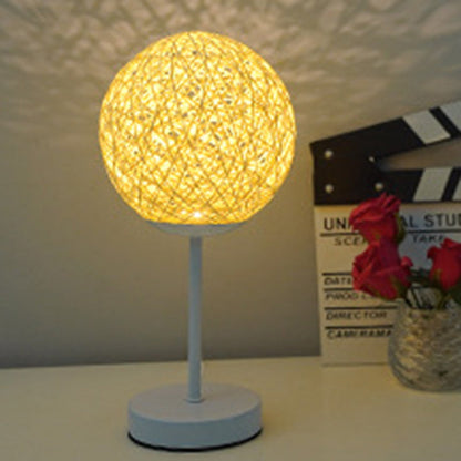 Modern Art Deco Moon Iron Rattan LED Table Lamp For Bedroom