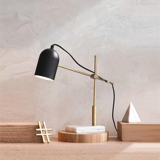 Modern Eclectic Round Iron Marble 1-Light Table Lamp For Living Room