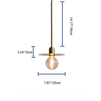 Modern Minimalist Round Copper Glass 1-Light Pendant Light For Living Room