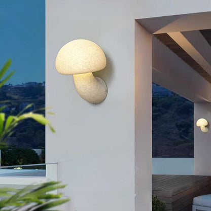 Contemporary Creative Mushroom Resin LED Wall Sconce Lamp For Outdoor