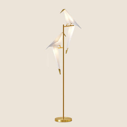 Contemporary Creative Bird Iron PP LED Standing Floor Lamp For Living Room