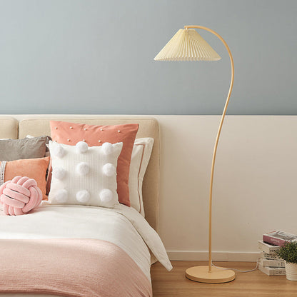 Modern Minimalist Cone Iron Fabric 1-Light Standing Floor Lamp For Living Room