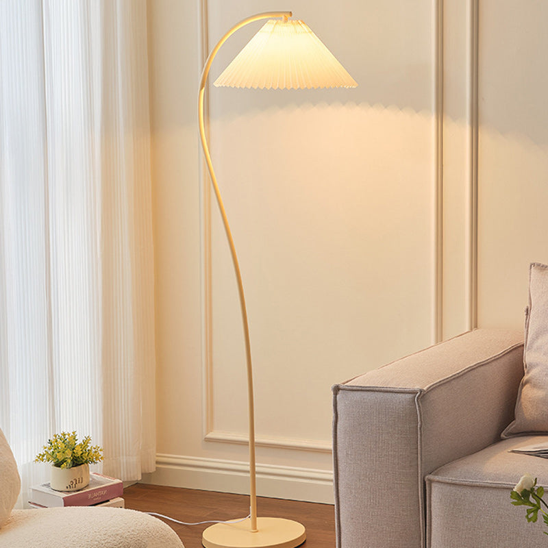 Modern Minimalist Cone Iron Fabric 1-Light Standing Floor Lamp For Living Room