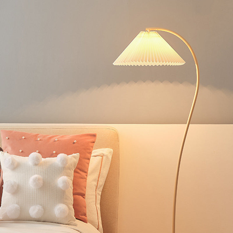 Modern Minimalist Cone Iron Fabric 1-Light Standing Floor Lamp For Living Room