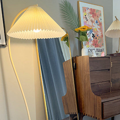 Modern Minimalist Cone Iron Fabric 1-Light Standing Floor Lamp For Living Room
