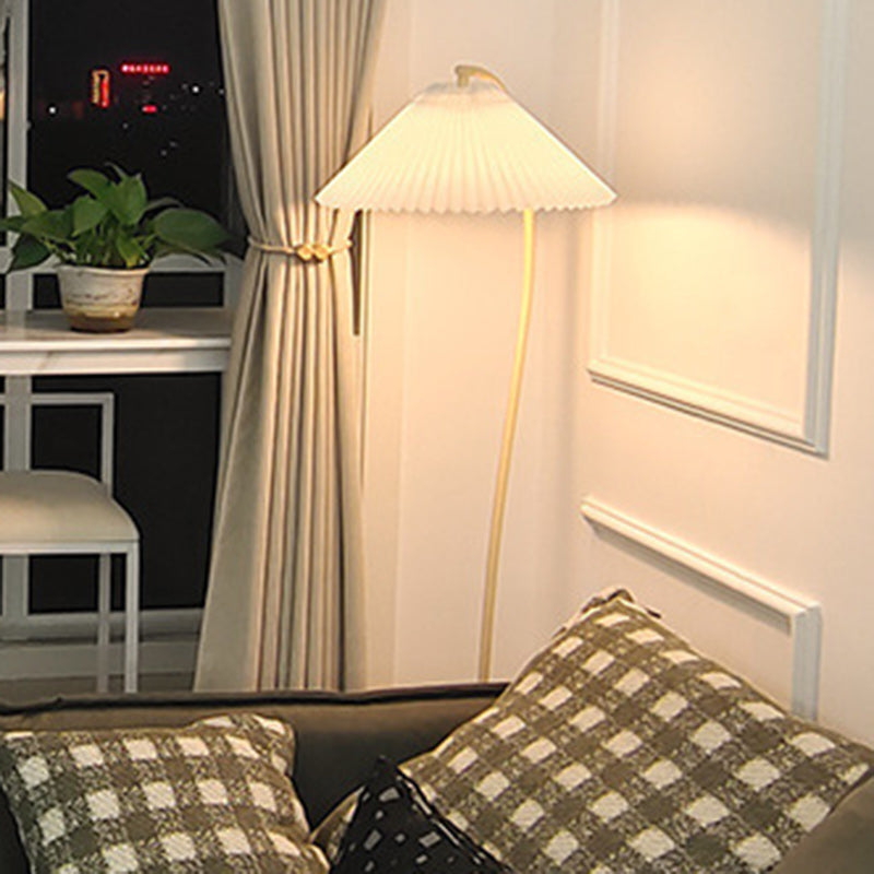 Modern Minimalist Cone Iron Fabric 1-Light Standing Floor Lamp For Living Room