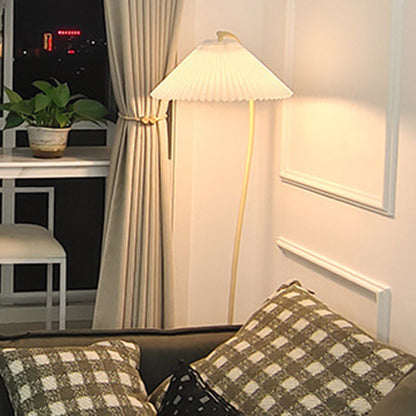 Modern Minimalist Cone Iron Fabric 1-Light Standing Floor Lamp For Living Room
