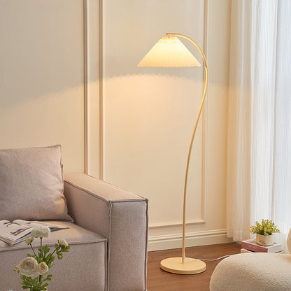 Modern Minimalist Cone Iron Fabric 1-Light Standing Floor Lamp For Living Room
