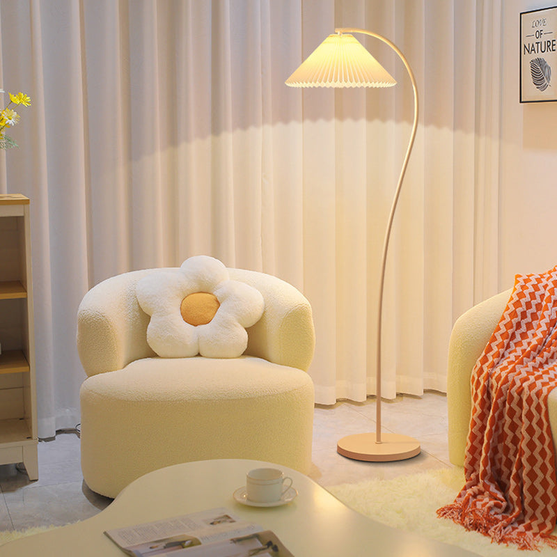 Modern Minimalist Cone Iron Fabric 1-Light Standing Floor Lamp For Living Room
