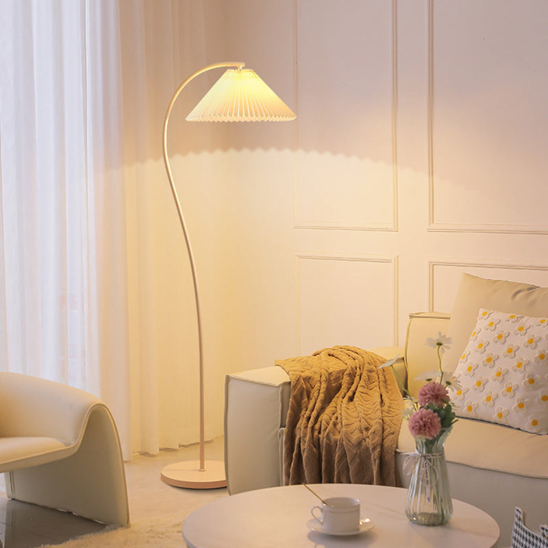 Modern Minimalist Cone Iron Fabric 1-Light Standing Floor Lamp For Living Room
