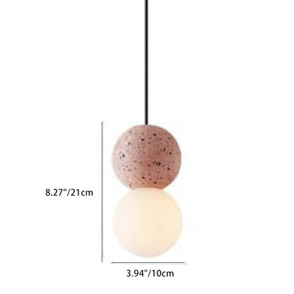 Contemporary Nordic Globe Stone Glass 1-Light Pendant Light For Living Room