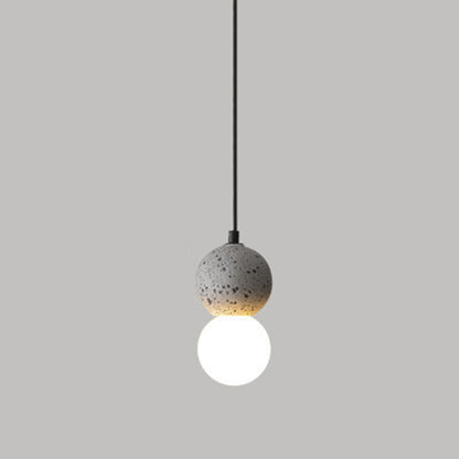 Contemporary Nordic Globe Stone Glass 1-Light Pendant Light For Living Room