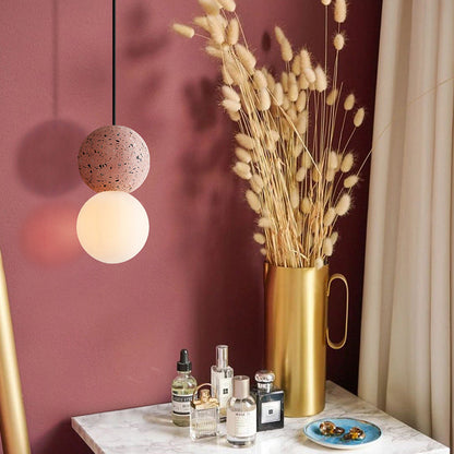 Contemporary Nordic Globe Stone Glass 1-Light Pendant Light For Living Room