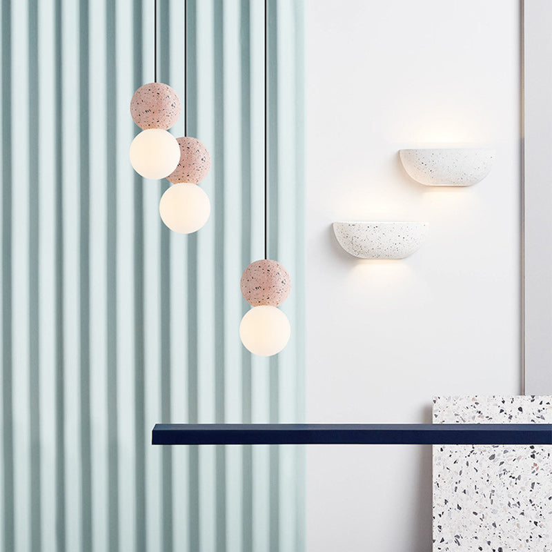 Contemporary Nordic Globe Stone Glass 1-Light Pendant Light For Living Room