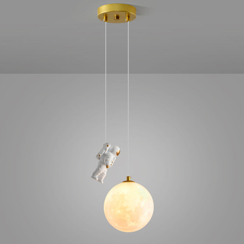 Contemporary Creative Globe Iron Plastic 1-Light Kids Pendant Light For Living Room