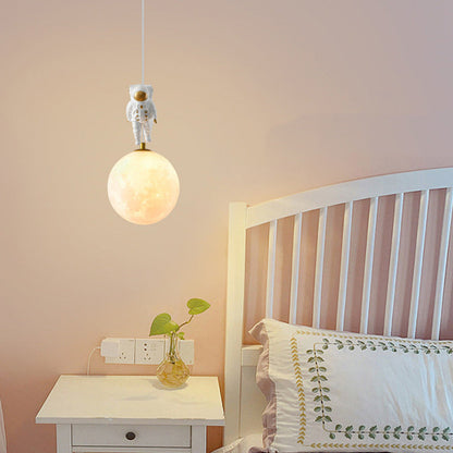 Contemporary Creative Globe Iron Plastic 1-Light Kids Pendant Light For Living Room