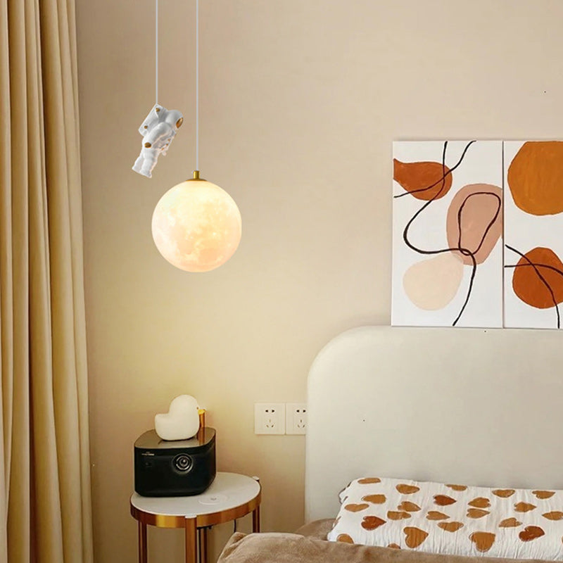 Contemporary Creative Globe Iron Plastic 1-Light Kids Pendant Light For Living Room