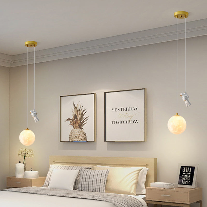 Contemporary Creative Globe Iron Plastic 1-Light Kids Pendant Light For Living Room