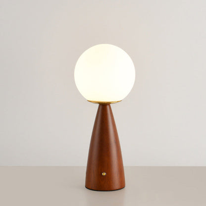 Traditional Vintage Column Wood Iron Glass LED Table Lamp For Living Room