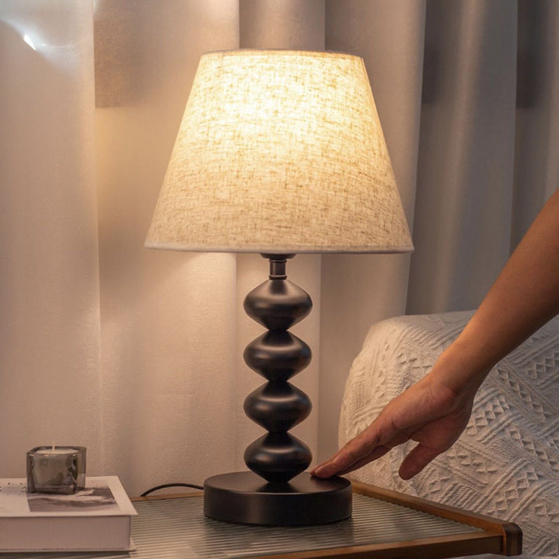 Traditional Vintage Drum Iron Fabric 1-Light Table Lamp For Living Room