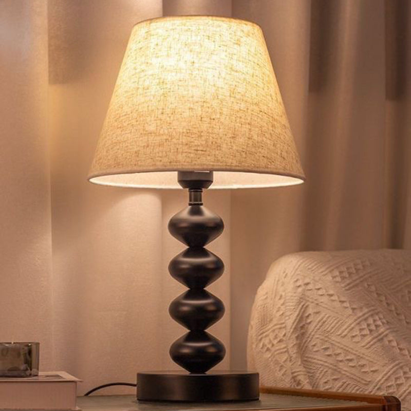 Traditional Vintage Drum Iron Fabric 1-Light Table Lamp For Living Room