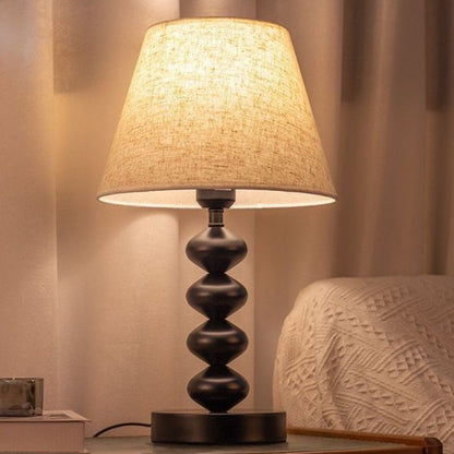Traditional Vintage Drum Iron Fabric 1-Light Table Lamp For Living Room