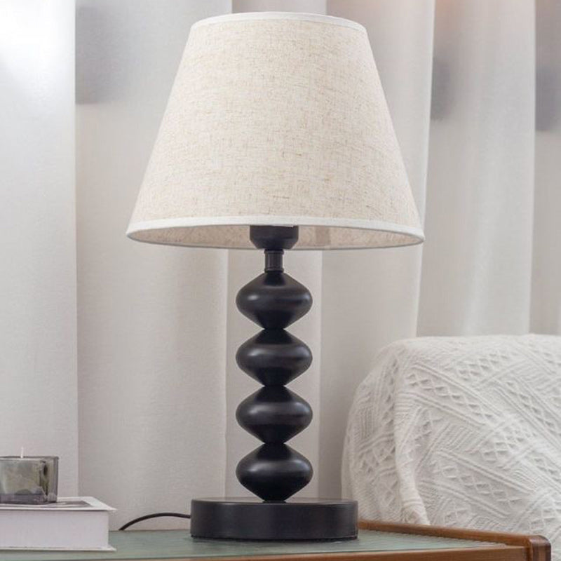 Traditional Vintage Drum Iron Fabric 1-Light Table Lamp For Living Room