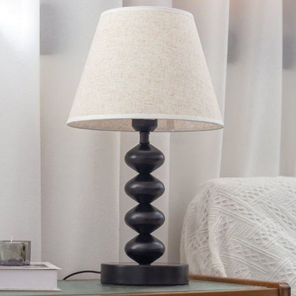 Traditional Vintage Drum Iron Fabric 1-Light Table Lamp For Living Room