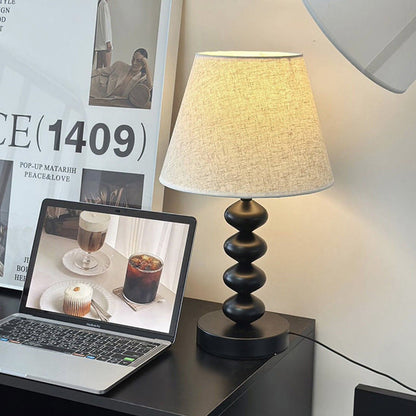 Traditional Vintage Drum Iron Fabric 1-Light Table Lamp For Living Room