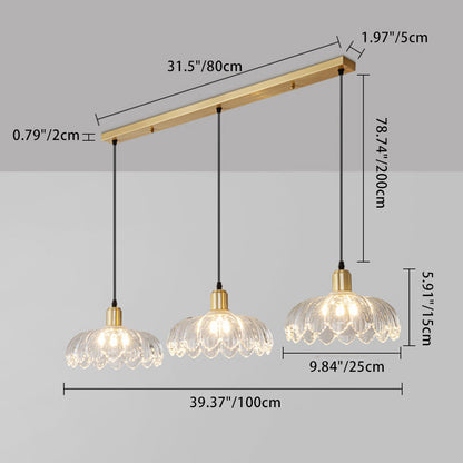 Contemporary Nordic Dome Copper Glass 1/3-Light Pendant Light For Living Room