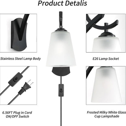 Modern Minimalist Drum Iron Glass 1-Light Wall Sconce Lamp For Living Room