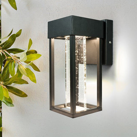 مصباح حائط LED مستطيل الشكل من الألومنيوم والزجاج بتصميم عصري بسيط للحديقة 