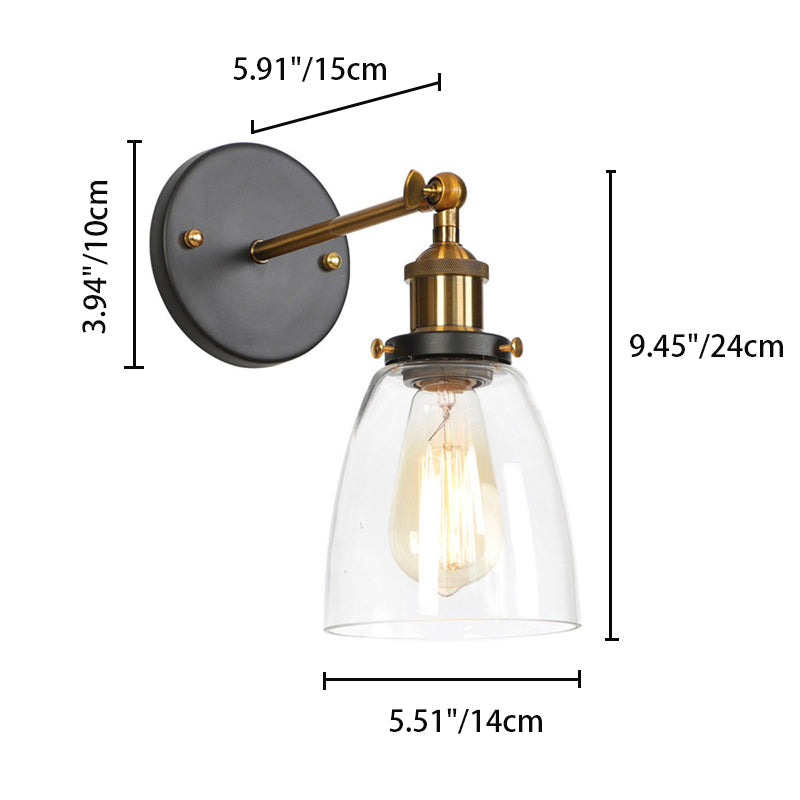 Contemporary Simplicity Dome Iron Glass 1-Light Wall Sconce Lamp For Living Room