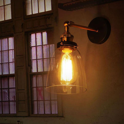 Contemporary Simplicity Dome Iron Glass 1-Light Wall Sconce Lamp For Living Room