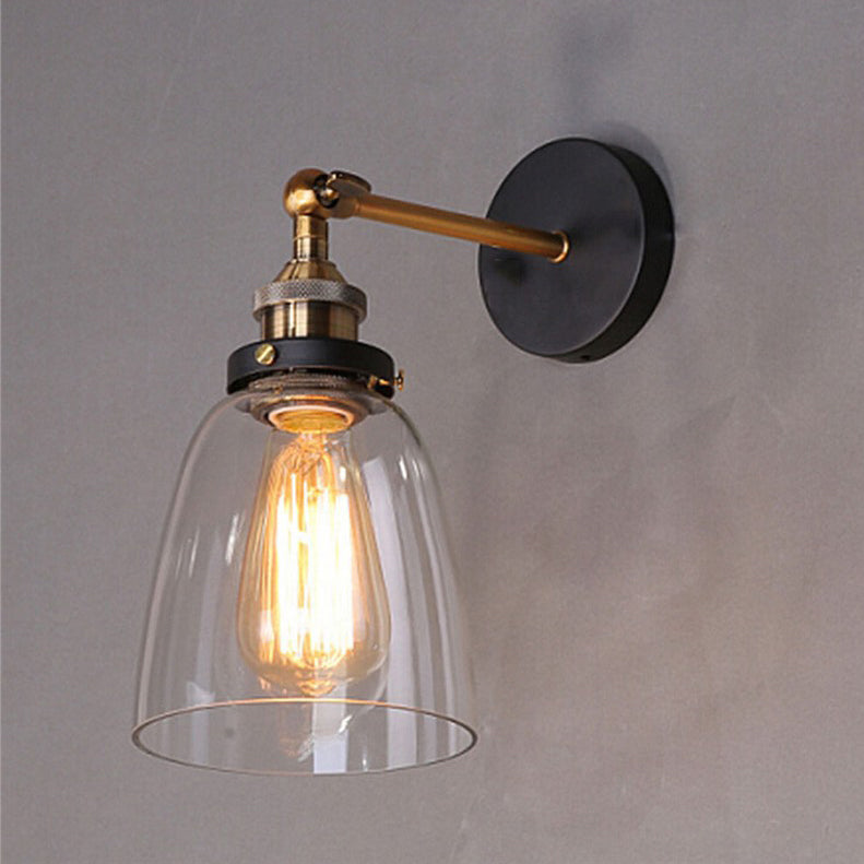 Contemporary Simplicity Dome Iron Glass 1-Light Wall Sconce Lamp For Living Room